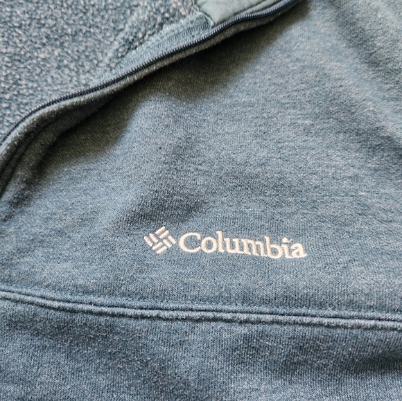 Columbia Teal Sweatshirt Pullover 1/4 Zip Long Sleeve Mock Neck Mens XL Fleece - Picture 2 of 8